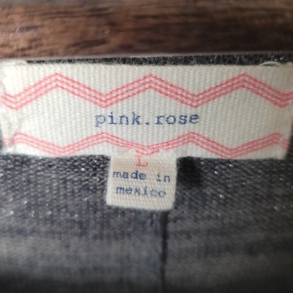 Pink. Rose Dress Shirt Button Back Grey With Silver Threads Size Large - Picture 3 of 8